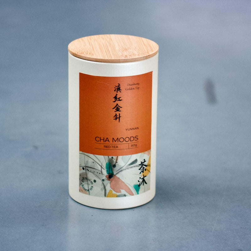 Tea Caddy + Porcelain Teaware Gift Set Navy+Dianhong Red Tea 80g Teaware- Cha Moods
