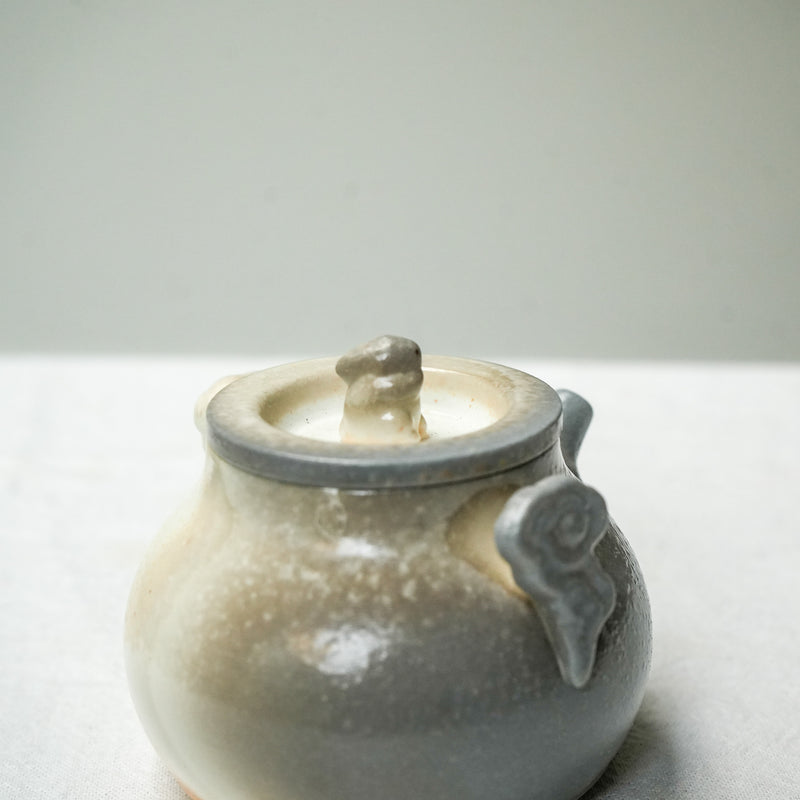 Raw 'Jade Bunny' Wood Fired Ceramic Treasure Teapot 150ml  Teaware- Cha Moods