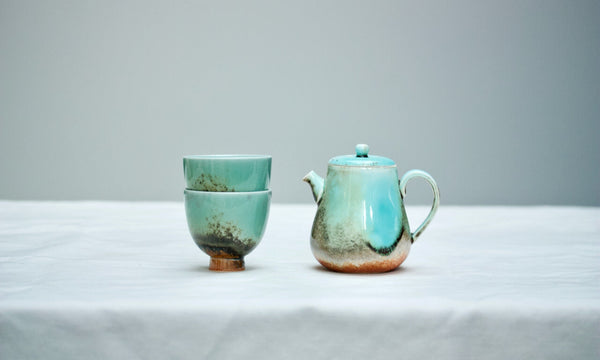Watercolor 'Turquoise Lagoon' Tea Cups 90ml  Teaware- Cha Moods