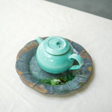 Raw Wood Fired Porcelain Tea Tray Lagoon No.1 ø16