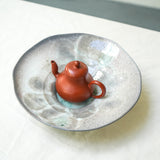 Raw Wood Fired Porcelain Tea Tray Lagoon No.4 ø20