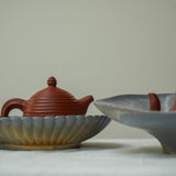 Raw Wood Fired Porcelain Tea Tray Lagoon No.2 ø18