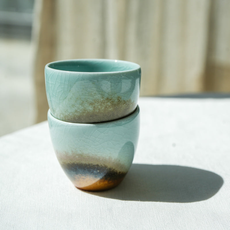 Watercolor 'Turquoise Earth' Tea cup 50ml  Teaware- Cha Moods