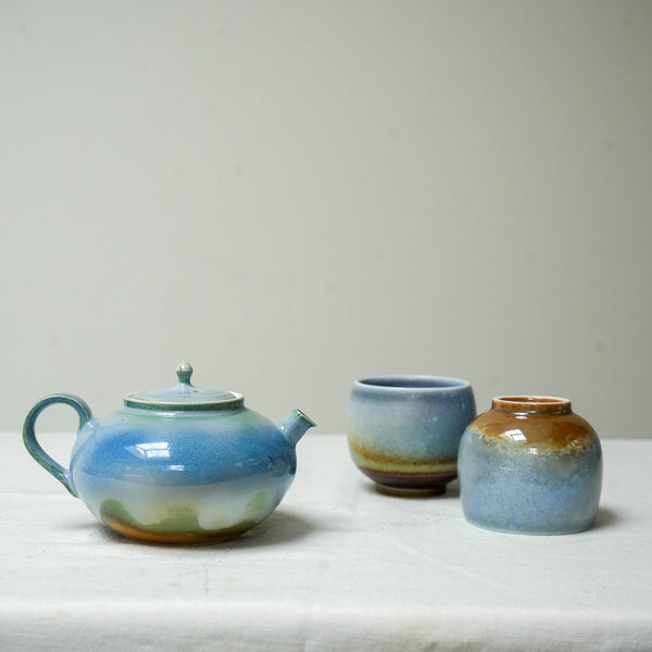 Watercolor 'Blue Earth' Tea cup v2 100ml  Teaware- Cha Moods