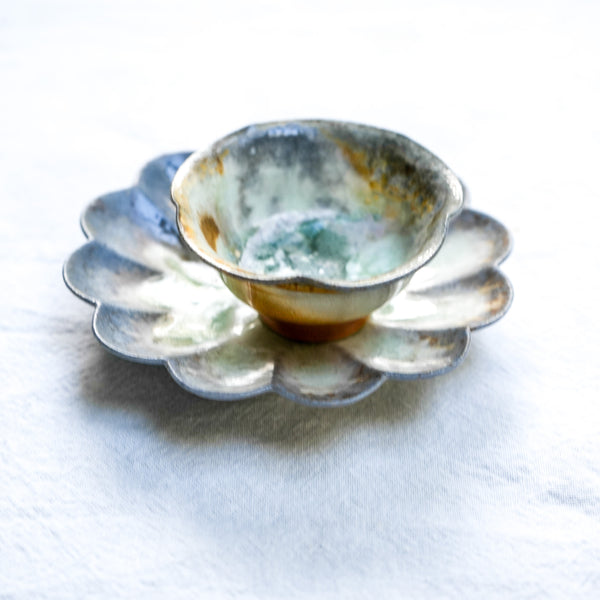 Raw Handmade Jingdezhan Wood Fired Ceramic Floral Tea Tray 12cm  Teaware- Cha Moods