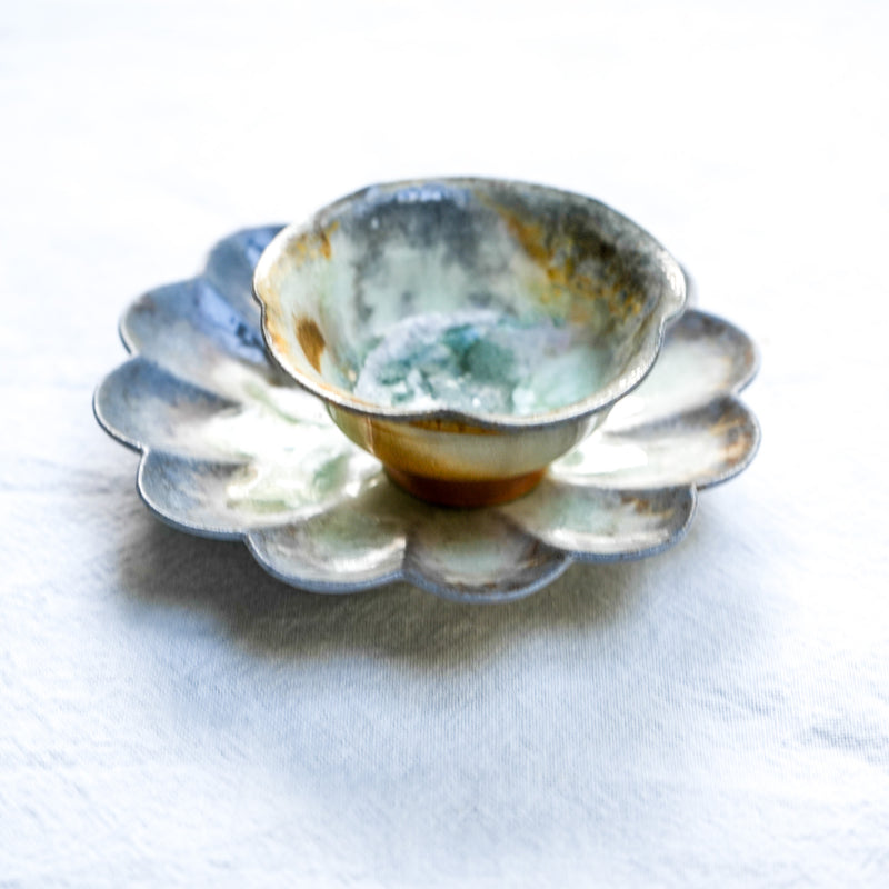 Raw Handmade Jingdezhan Wood Fired Ceramic Floral Tea Tray 12cm  Teaware- Cha Moods