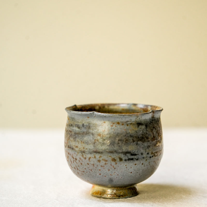 Raw 'Moss Ember' Wood Fired Ceramic Teacup 30ml Teaware- Cha Moods