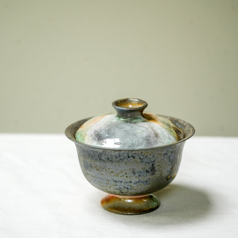 Raw 'Mountain Smoke' Wood Fired Ceramic Gaiwan 100ml Teaware- Cha Moods