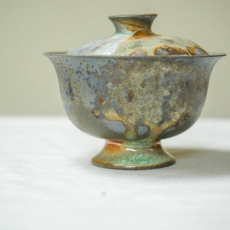 Raw 'Mountain Smoke' Wood Fired Ceramic Gaiwan 100ml Teaware- Cha Moods