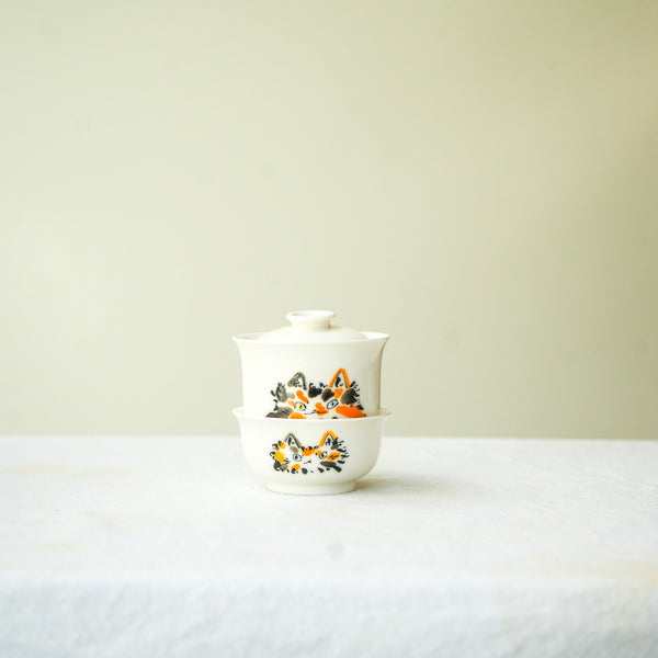 100 Cats Gaiwan & Tea Cup set Tigra & Tango 70ML