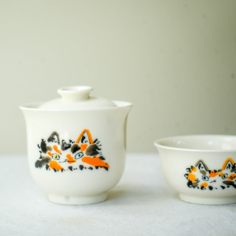 100 Cats Gaiwan & Tea Cup set Tigra & Tango 70ML