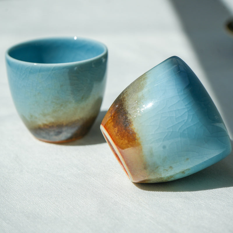 Watercolor 'Blue Earth' Tea cups 50ml  Teaware- Cha Moods