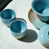 Watercolor 'Blue Earth' Tea cups 50ml  Teaware- Cha Moods