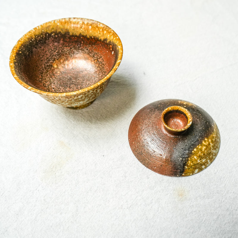 Raw 'Earth Shell' Wood Fired Ceramic Gaiwan 140ml  Teaware- Cha Moods