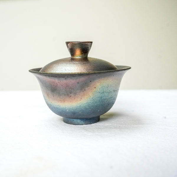 Raw 'Metal Rainbow' Wood Fired Ceramic Gaiwan 140ml  Teaware- Cha Moods