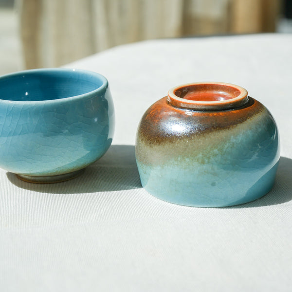 Watercolor 'Blue Earth' Tea cups 75ml  Teaware- Cha Moods