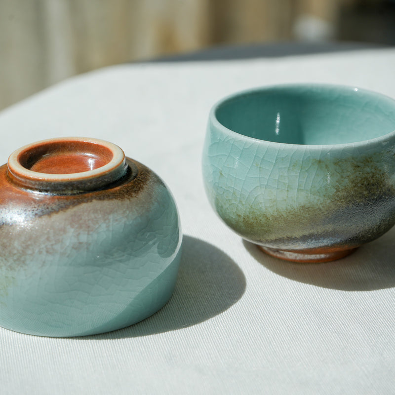 Watercolor 'Turquoise Earth' Tea cup 75ml  Teaware- Cha Moods