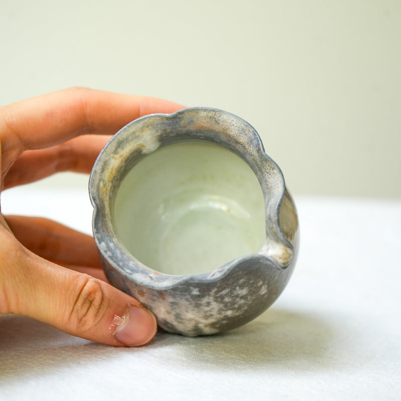 Raw 'Frost Bloom' Wood Fired Ceramic Fairness Cup 100ml Teaware- Cha Moods