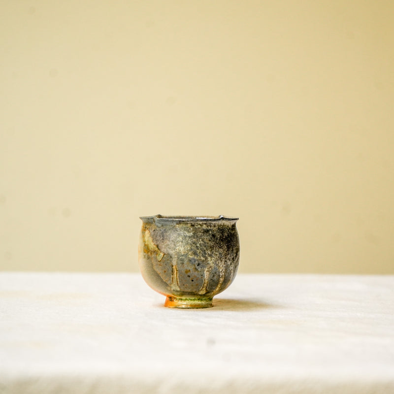 Raw 'Moss Ember' Wood Fired Ceramic Teacup 30ml Teaware- Cha Moods