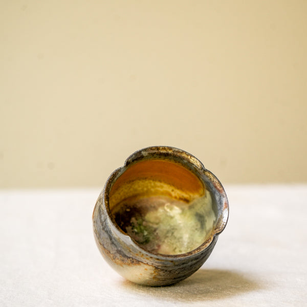 Raw 'Moss Ember' Wood Fired Ceramic Teacup 30ml Teaware- Cha Moods