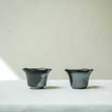 Raw 'Twin Shadow' Wood Fired Porcelain Tea cups 30ml Teaware- Cha Moods