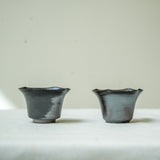 Raw 'Twin Shadow' Wood Fired Porcelain Tea cups 30ml Teaware- Cha Moods