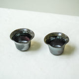Raw 'Twin Shadow' Wood Fired Porcelain Tea cups 30ml Teaware- Cha Moods
