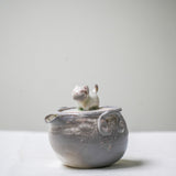 Raw ‘Cloud Cat' Wood Fired Porcelain Treasure Teapot 120ml