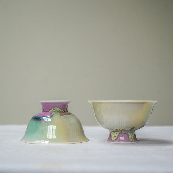 Watercolor 'Aurora Mist' Tea cups 65ml Teaware- Cha Moods