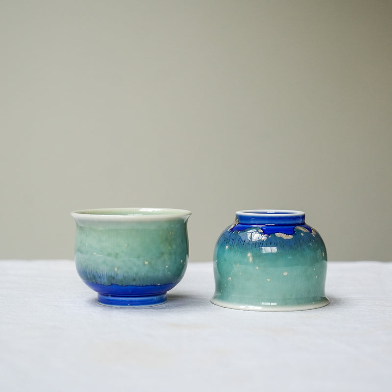 Watercolor Azure Mist' Tea cups 65ml Teaware- Cha Moods