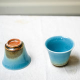 Watercolor 'Blue Earth' Parabola Belly Tea cups 40ml  Teaware- Cha Moods