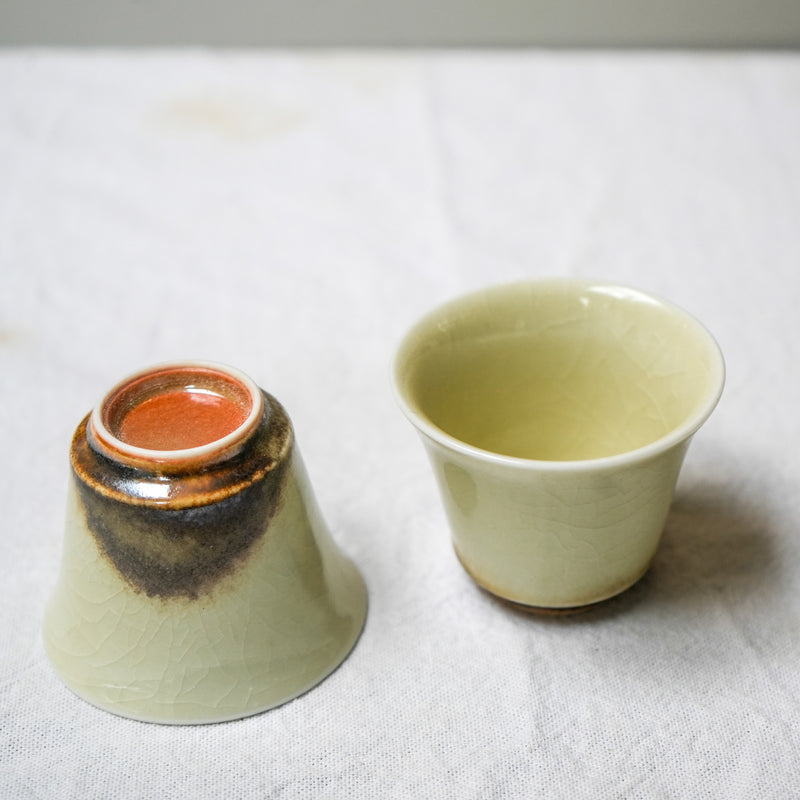 Watercolor Sand Earth' Parabola Belly Tea cups 40 theeservies Cha Moods