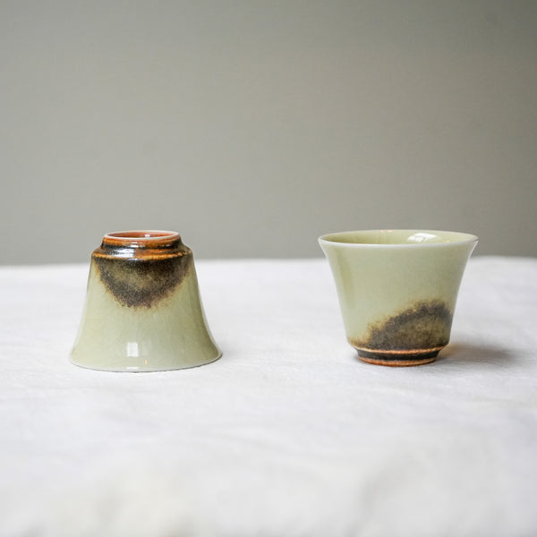 Watercolor 'Sand Earth' Parabola Belly Tea cups 40ml  Teaware- Cha Moods