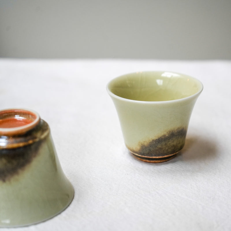 Watercolor 'Sand Earth' Parabola Belly Tea cups 40ml  Teaware- Cha Moods