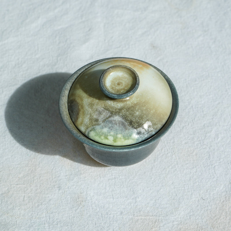 'Cracked Jade' Wood Fired Ceramic Gaiwan 140ml  Teaware- Cha Moods