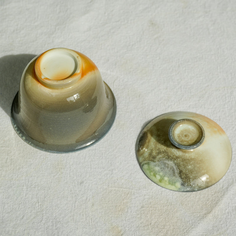 'Cracked Jade' Wood Fired Ceramic Gaiwan 140ml  Teaware- Cha Moods
