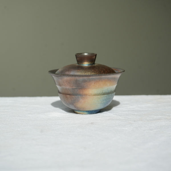 Raw 'Metal Rainbow' Wood Fired Ceramic Gaiwan v2 140ml  Teaware- Cha Moods