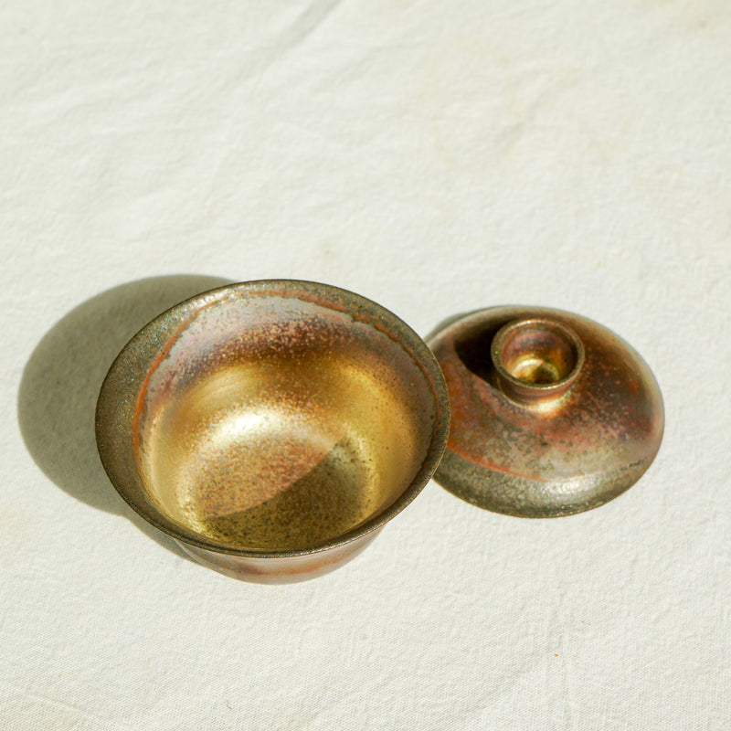 Raw 'Metal Rainbow' Wood Fired Ceramic Gaiwan v2 140ml  Teaware- Cha Moods