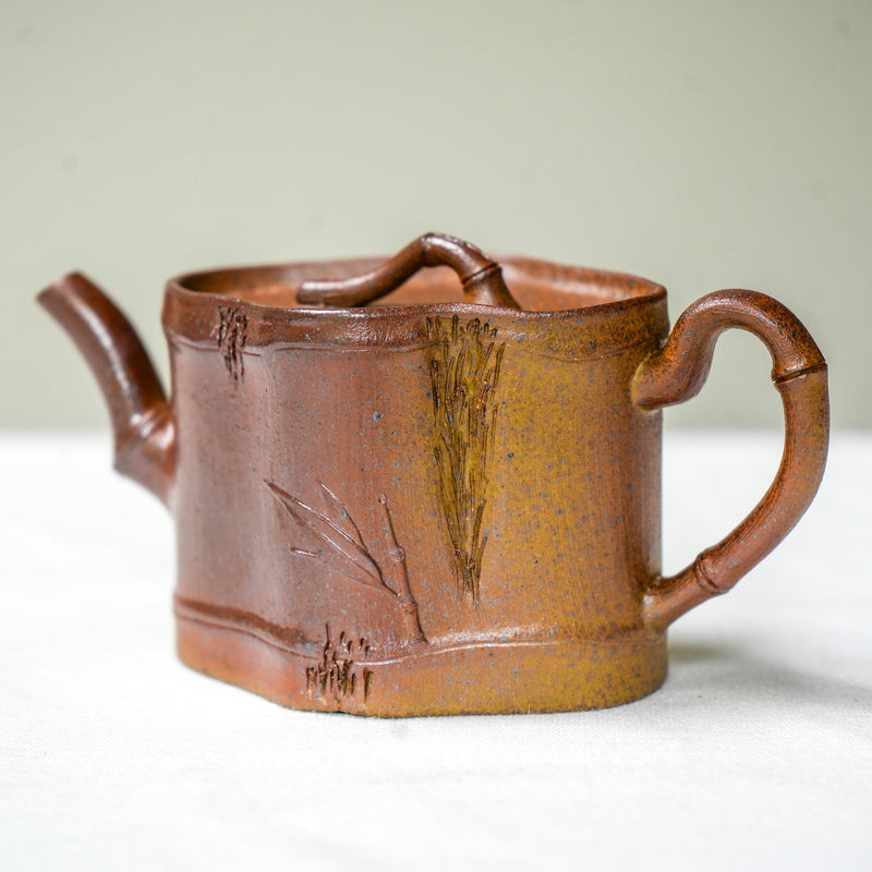Wood-Fired Duanni Bamboo Carving Full Handmade Yixing Teapot – 120ml Teapot- Cha Moods
