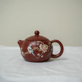 Yixing Hongni Xishi Flower Bird Paint Teapot 120ml  Teaware- Cha Moods