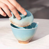 Watercolor 'Turquoise metal' Ceramic Gaiwan 160ml  Teaware- Cha Moods