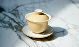 Jingdezhen Morandi Color Suite Porcelain San Cai Gaiwan 180ml Yellow Teaware- Cha Moods